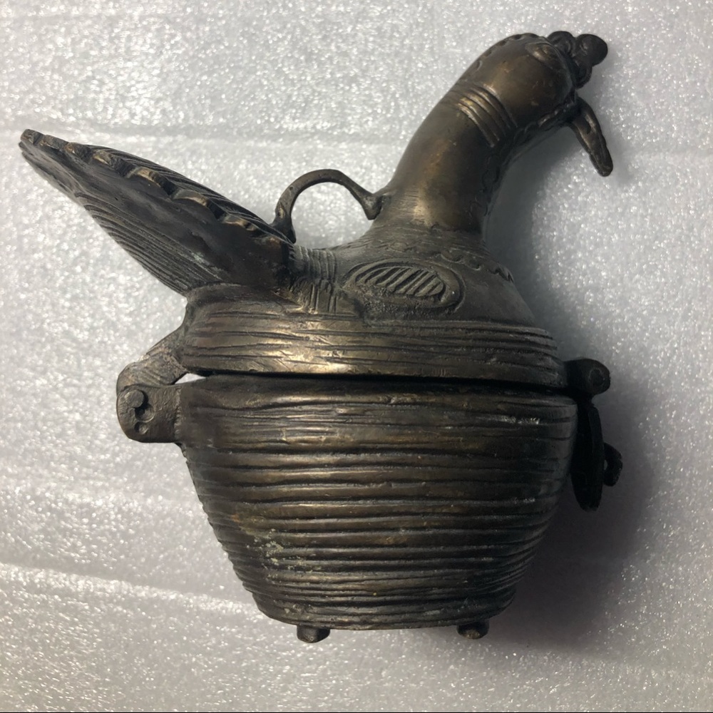 Vintage Hang Bronze Turkey Trinket Box